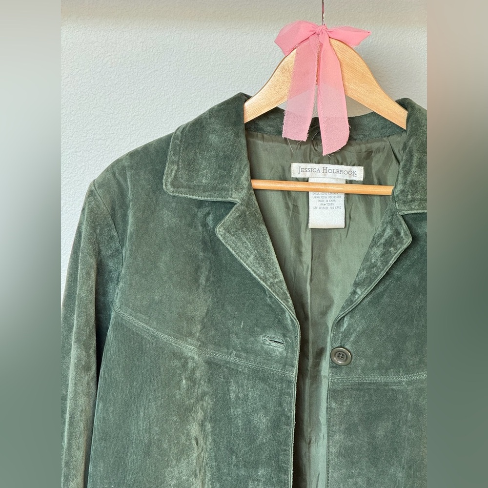 Jessica Holbrook green suede jacket - Picture 2 of 3